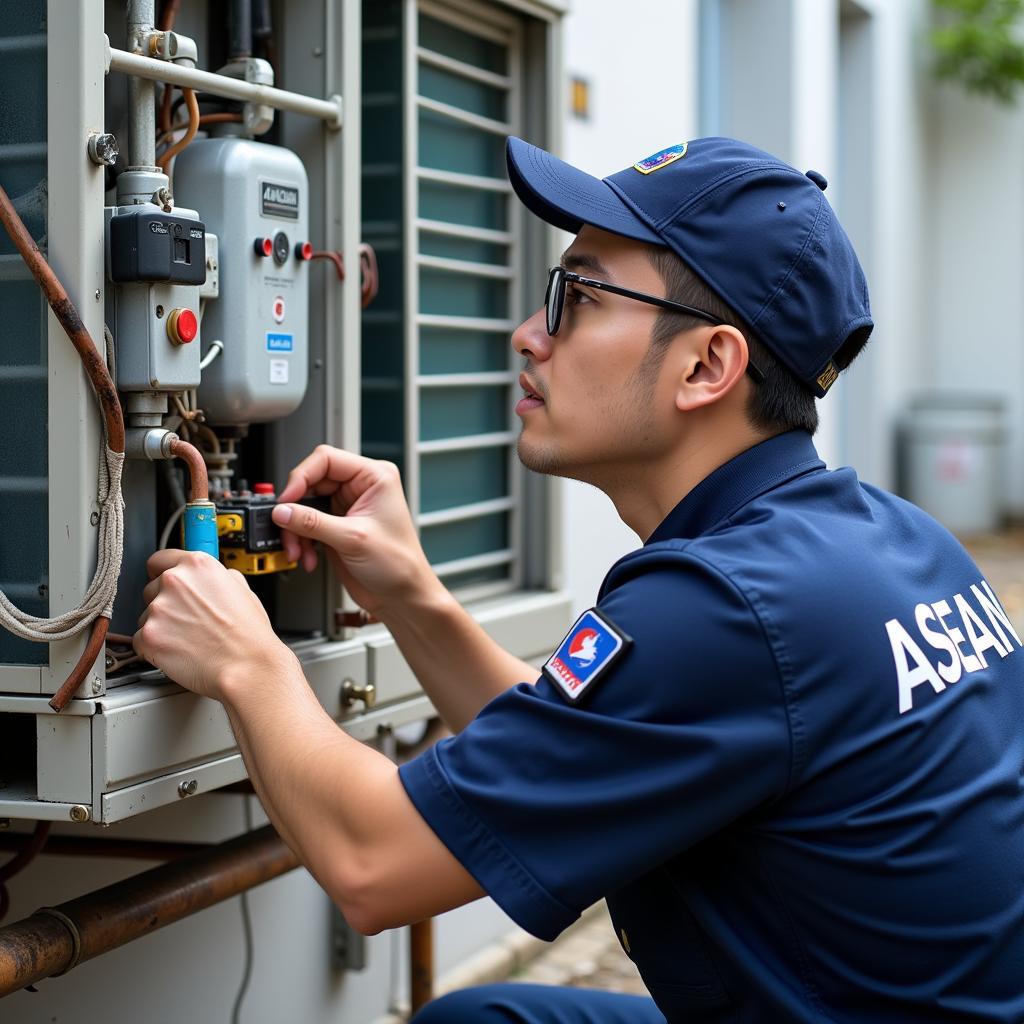 ASEAN HVAC Technician Troubleshooting a System