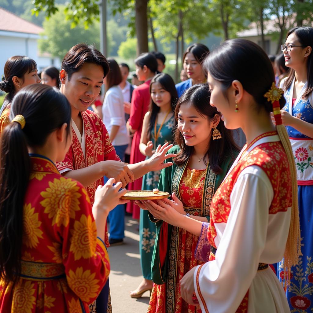 Participants engaging in a cultural exchange activity at the 2018 ASEAN-Korea Youth Network Workshop