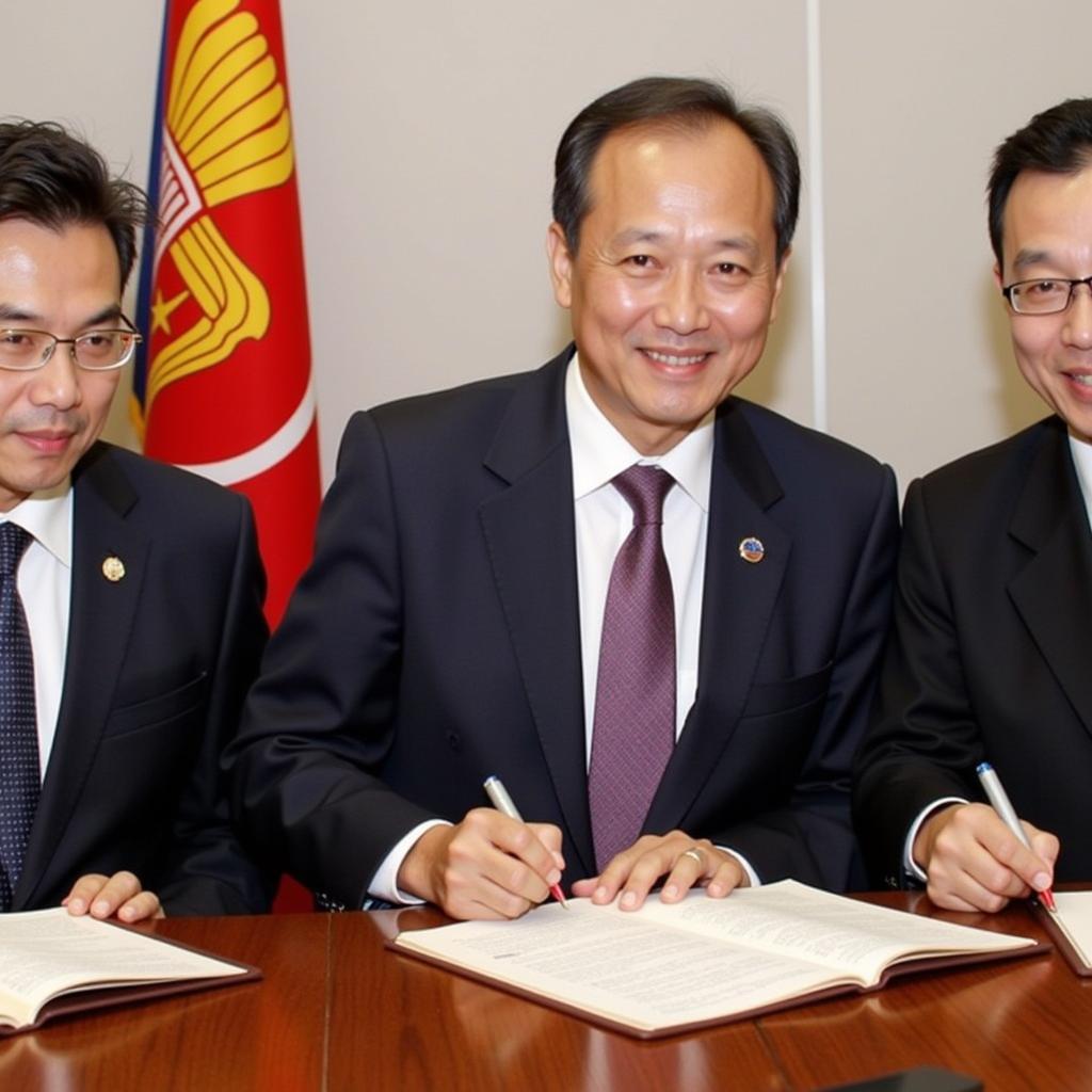 ASEAN Leaders Signing Agreement 2014