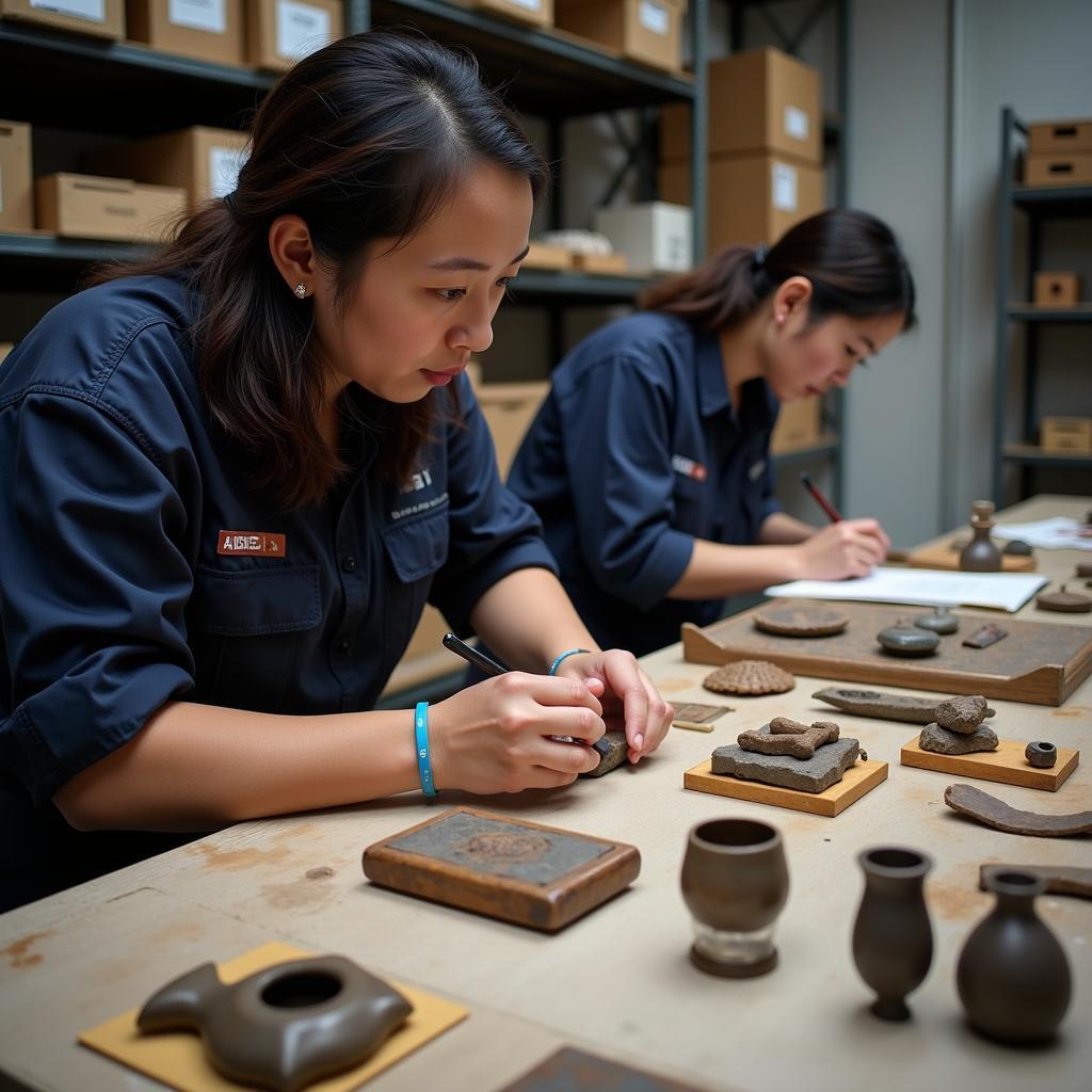 ASEAN Manager at WAD Depot Examining Artifacts