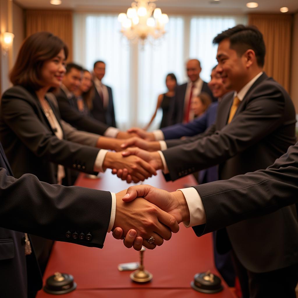 ASEAN and Texas Representatives Shaking Hands at a Meeting in Austin