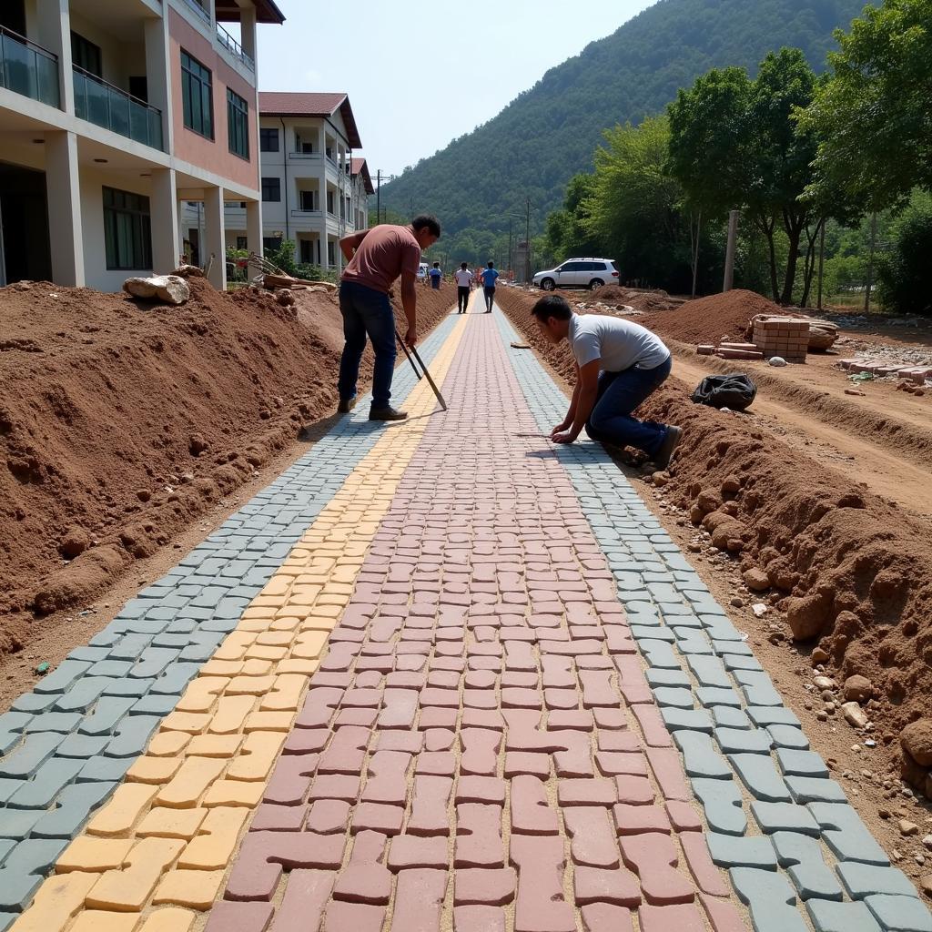 ASEAN pavers being used in road construction project