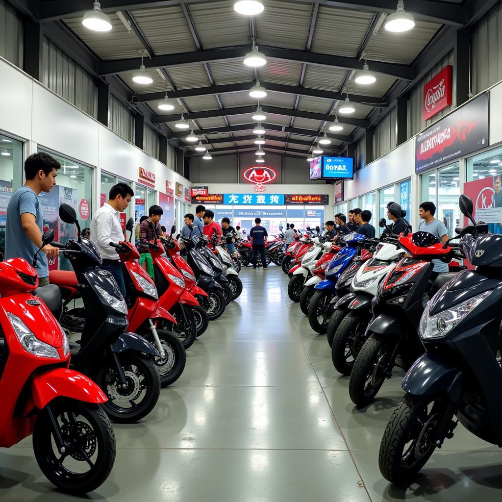 Competitor Showroom with Diverse Motorcycle Models