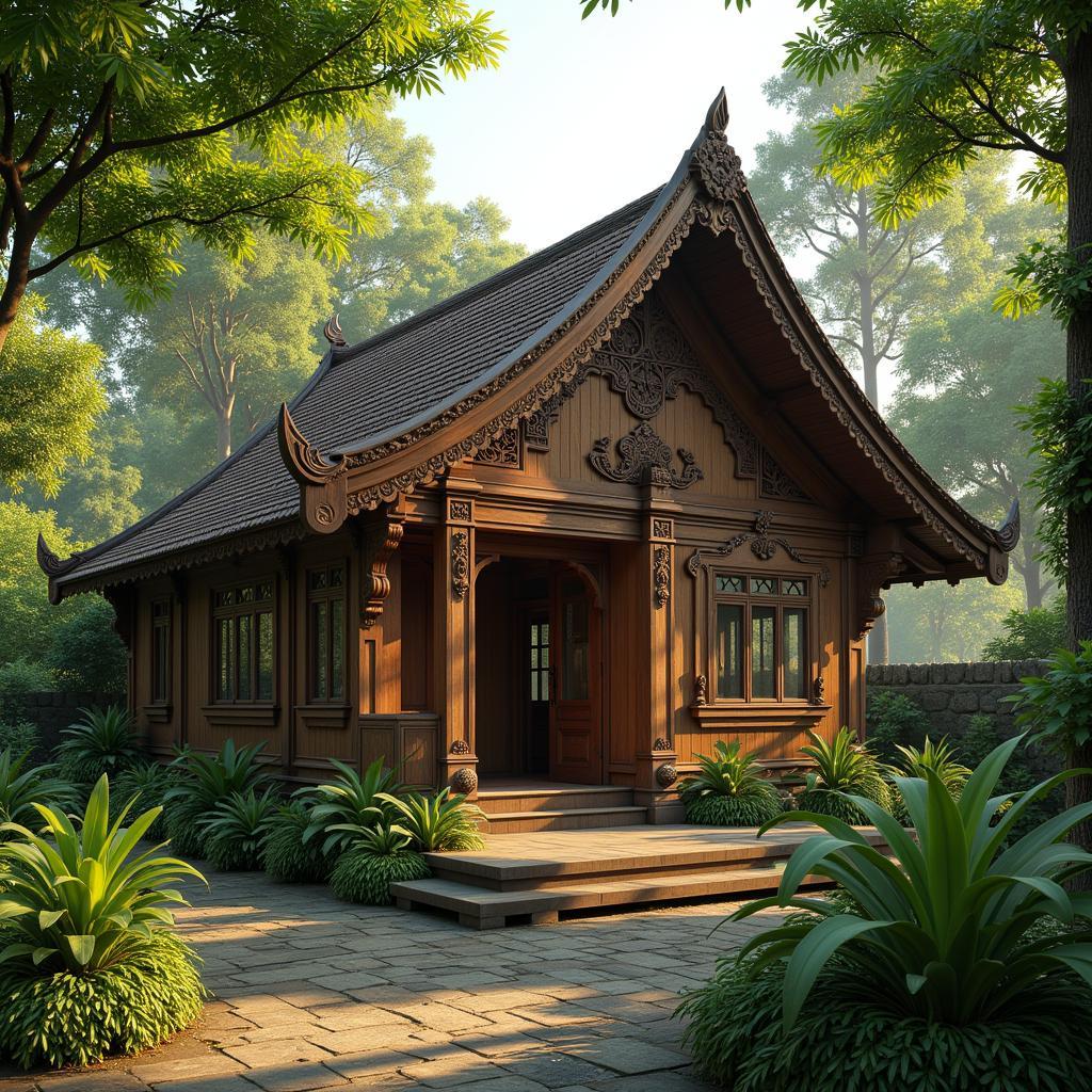 POV-Ray Rendering of Traditional Southeast Asian Architecture