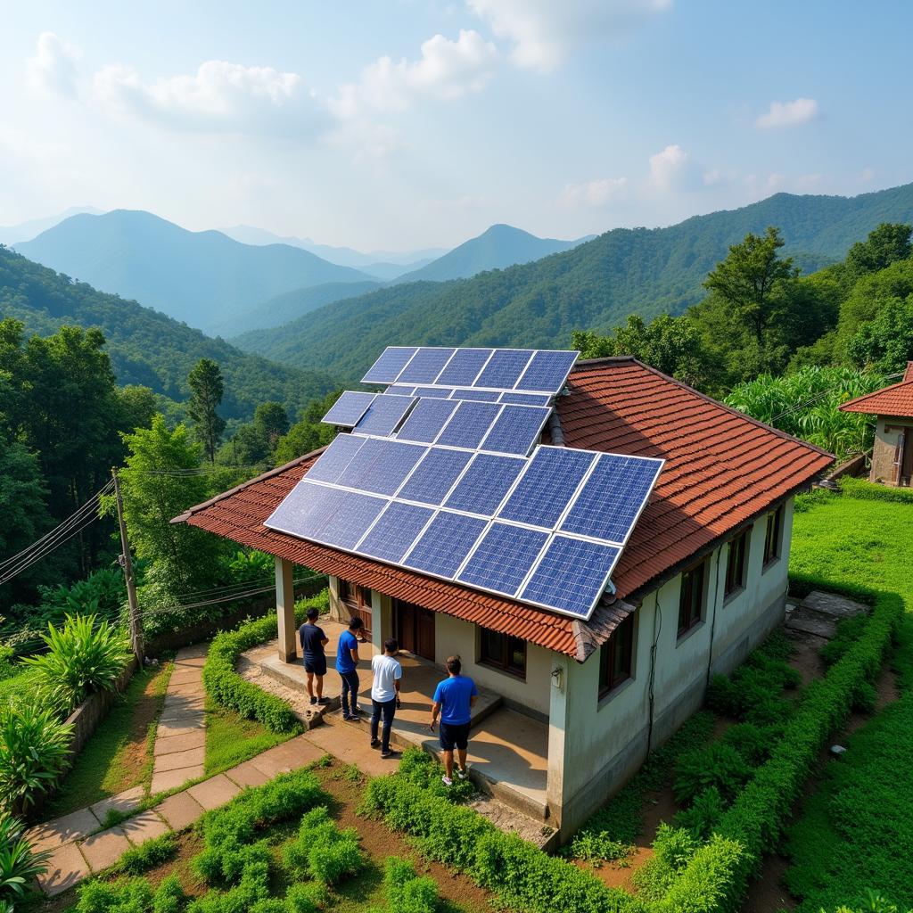 ASEAN solar panel installation in a rural area, demonstrating applied solar expertise for sustainable development.