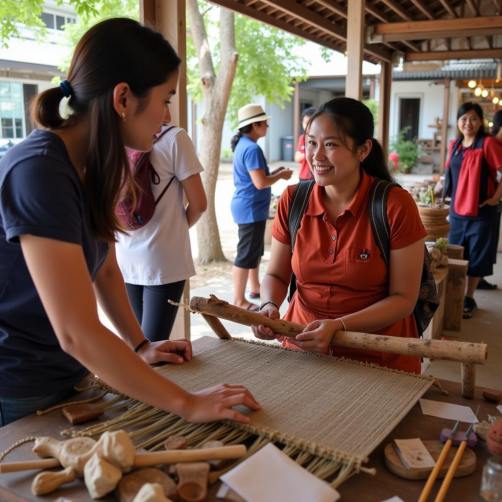 Engaging with local artisans and learning about their craft at an ASEAN Spirit Shop.