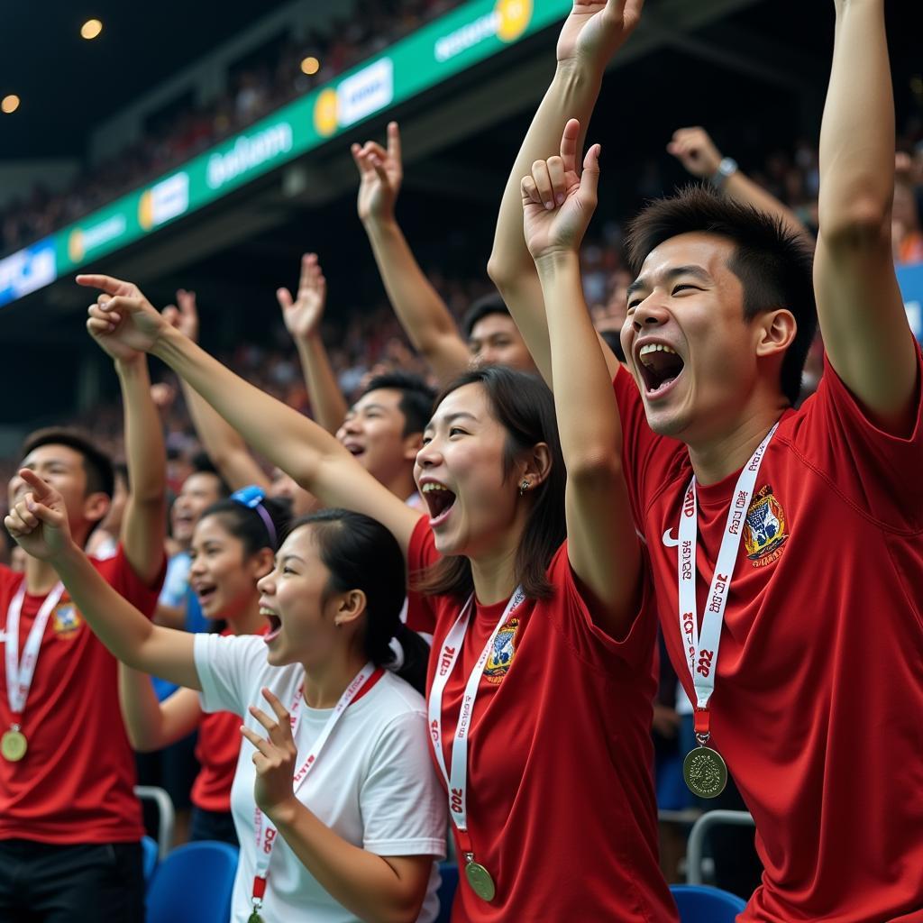 Fans Cheering at a Southeast Asian Sporting Event