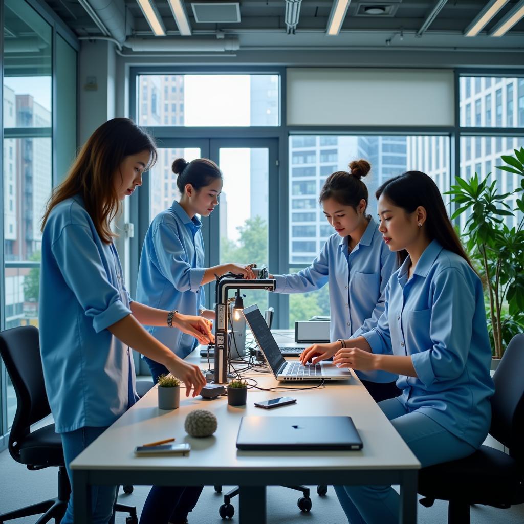 ASEAN STEM Graduates Working in a Modern Technology Lab