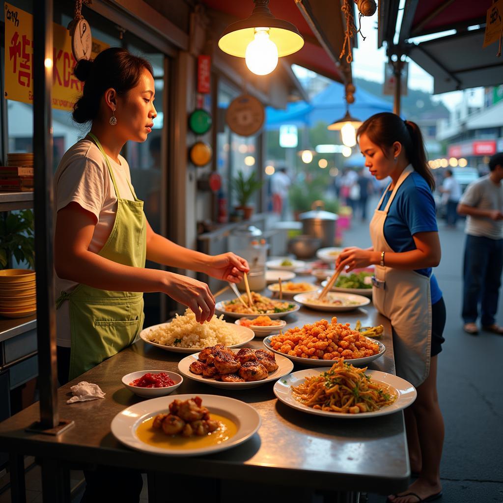 ASEAN Street Food Vendors Preparing Delicious Dishes in Animated GIF Format