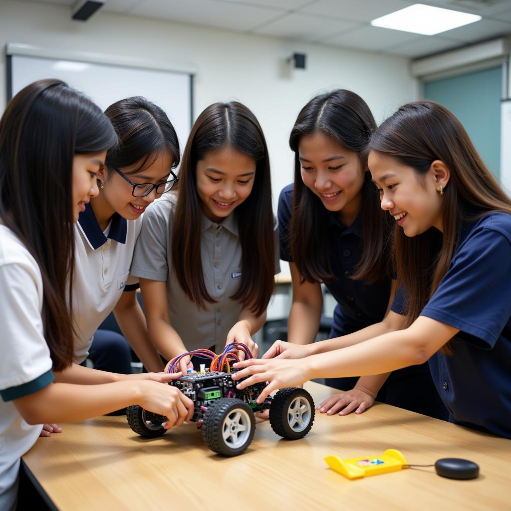 ASEAN students engaged in a STEM learning activity