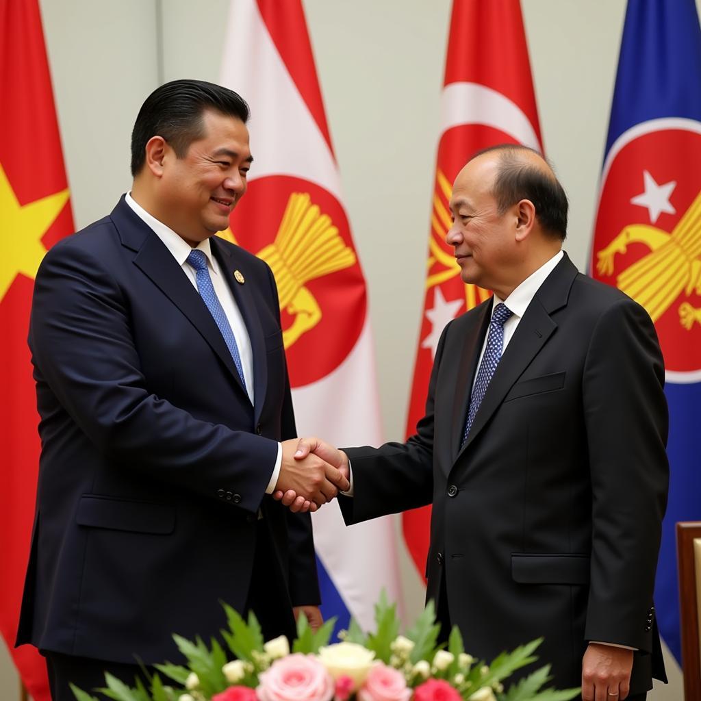 Leaders shaking hands at an ASEAN Summit