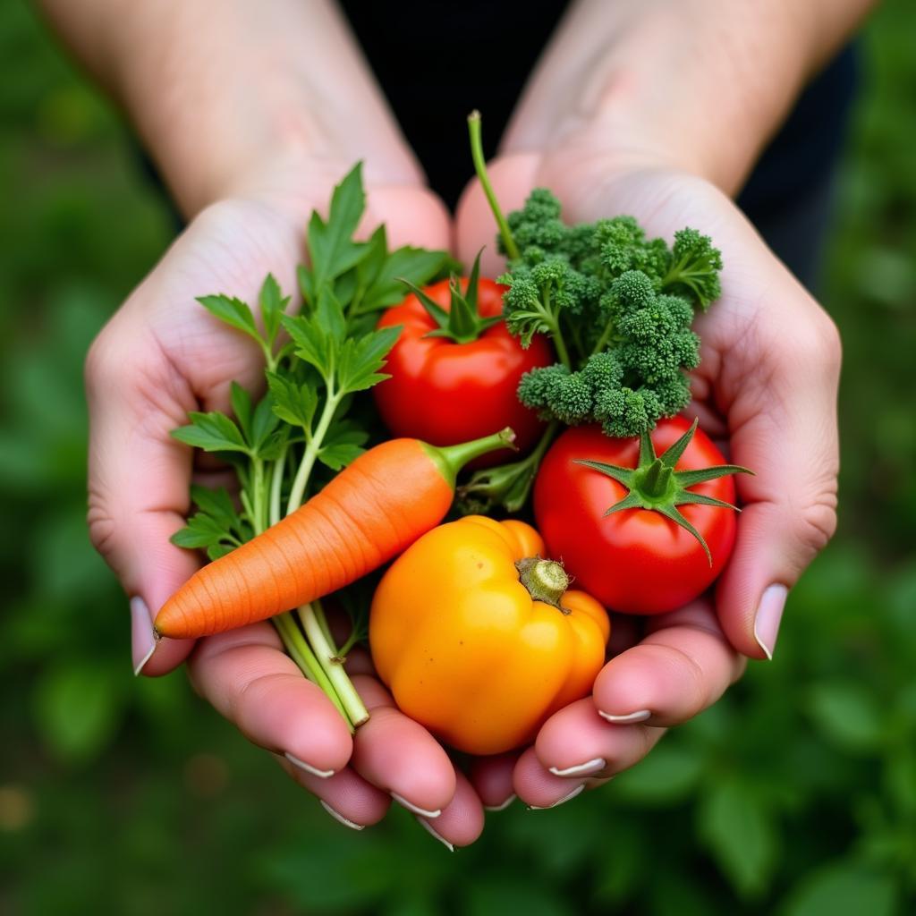 A close-up of hands holding fresh, organic produce, representing the growing focus on sustainable agriculture in ASEAN.