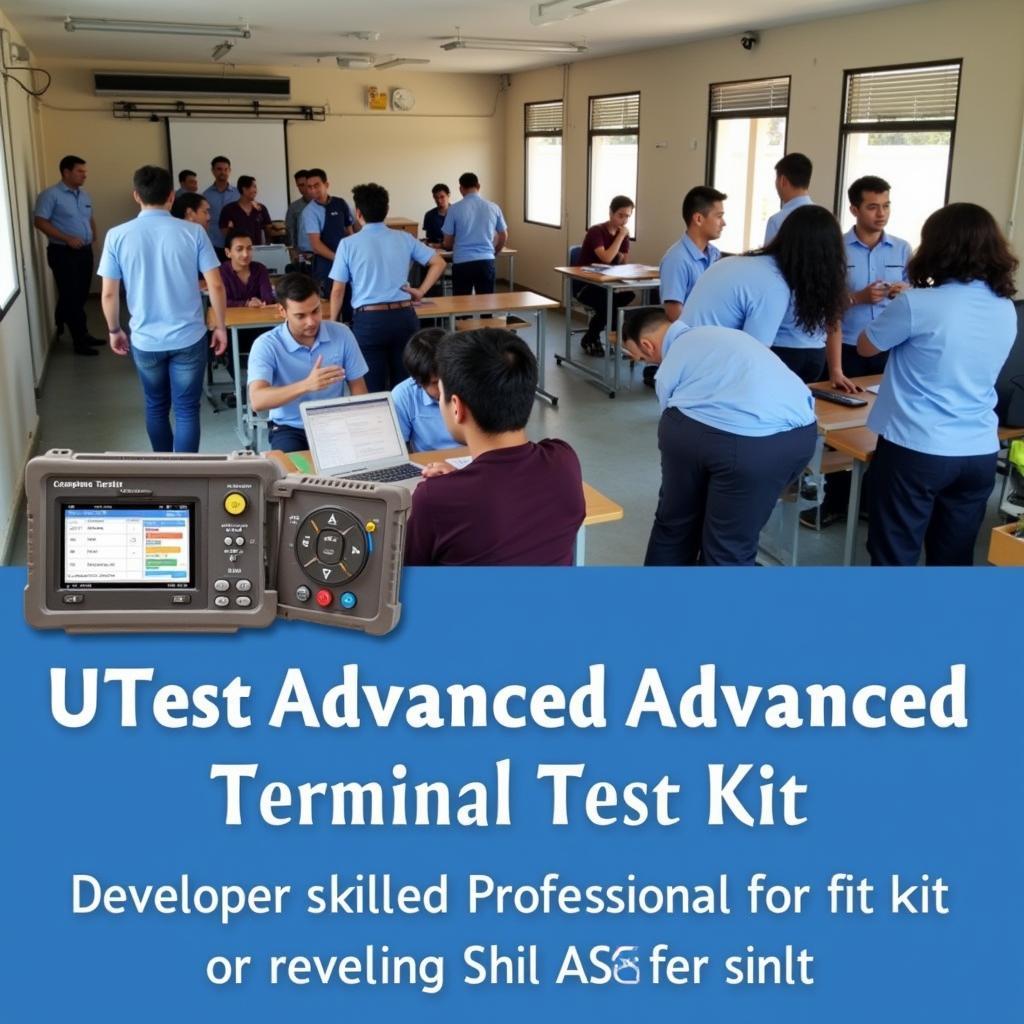 Asean Telecoms Professionals Using Utest: Showing a group of telecommunications professionals using the Utest kit during a training session.