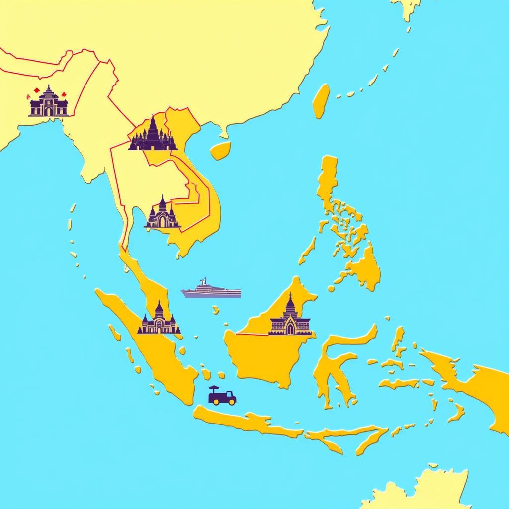 ASEAN Tourism Map with Points of Interest