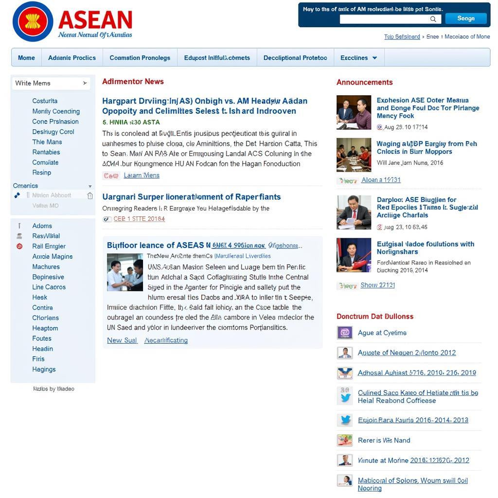 Screenshot of the ASEAN Website Homepage