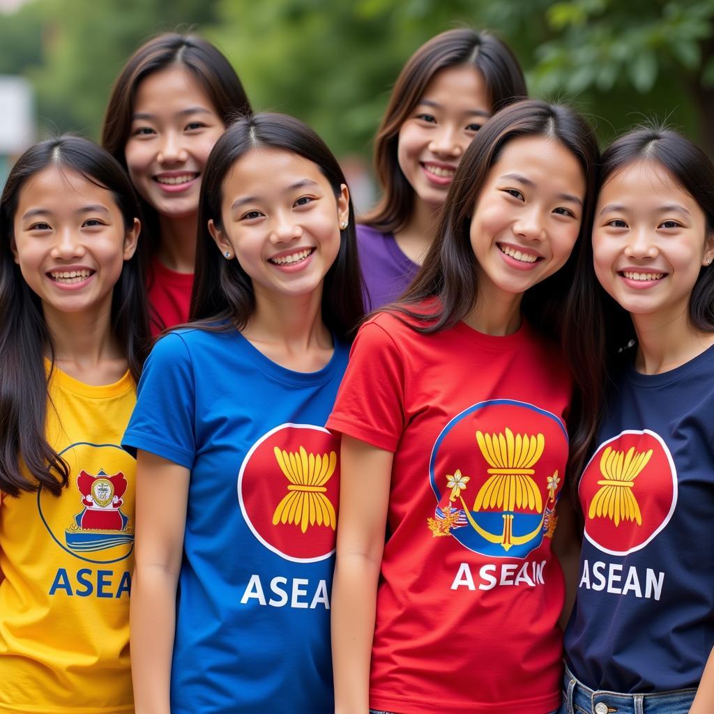 Asean Youth Wearing Colorful T-shirts