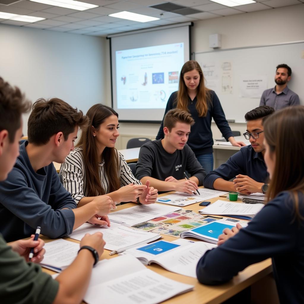 Students engaging in collaborative learning activities within an ASEE ELD program