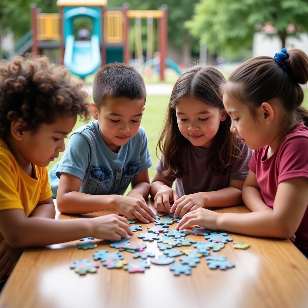 Children participating in team-building activities in an afterschool program