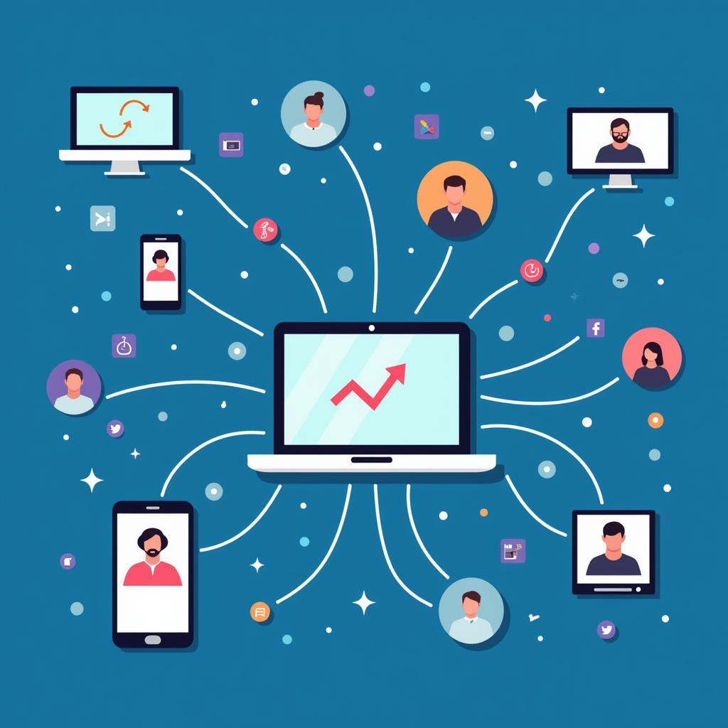 People connecting online, represented by icons and network lines, signifying the importance of online communities for asexual individuals in ASEAN.