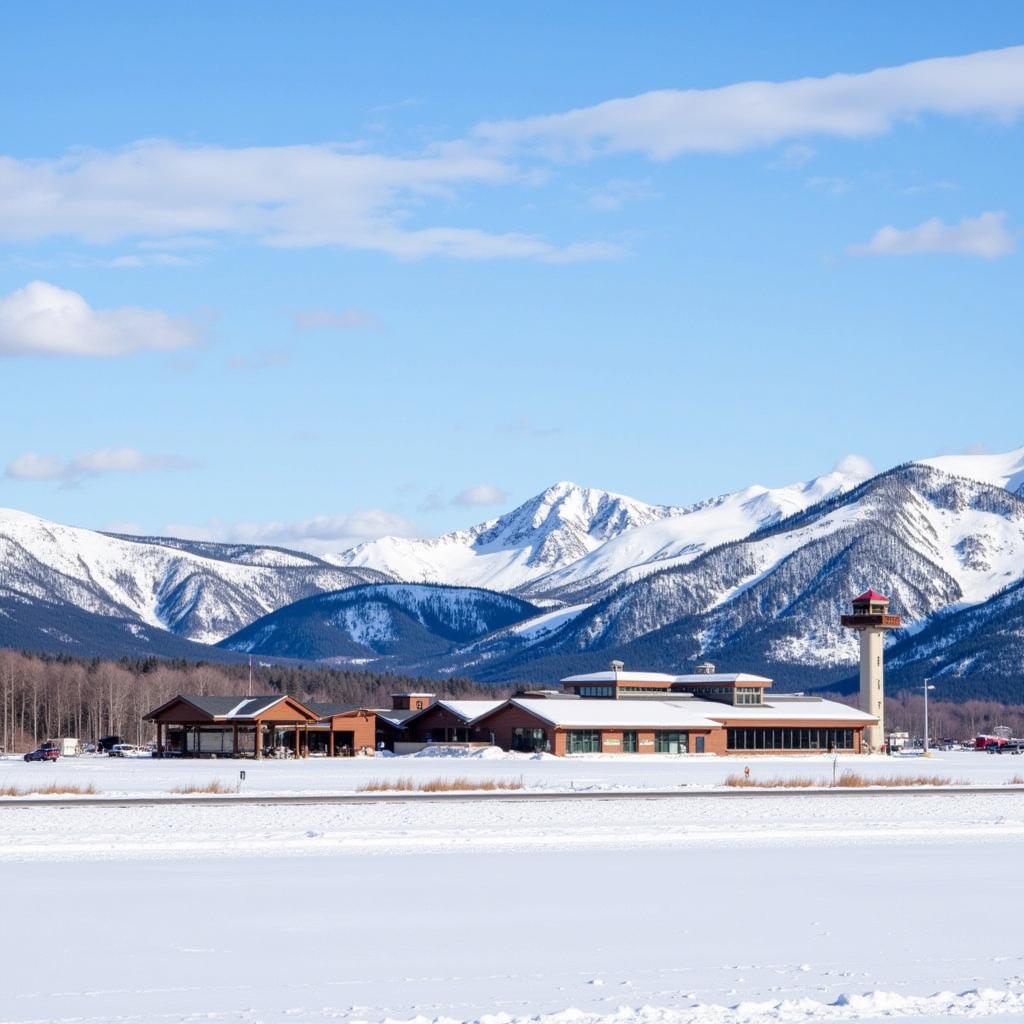 Aspen Colorado Airport with Snowy Mountains