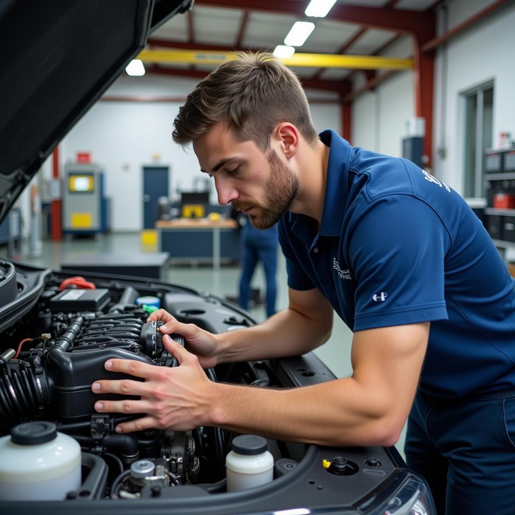 Technician Participating in Automotive Training