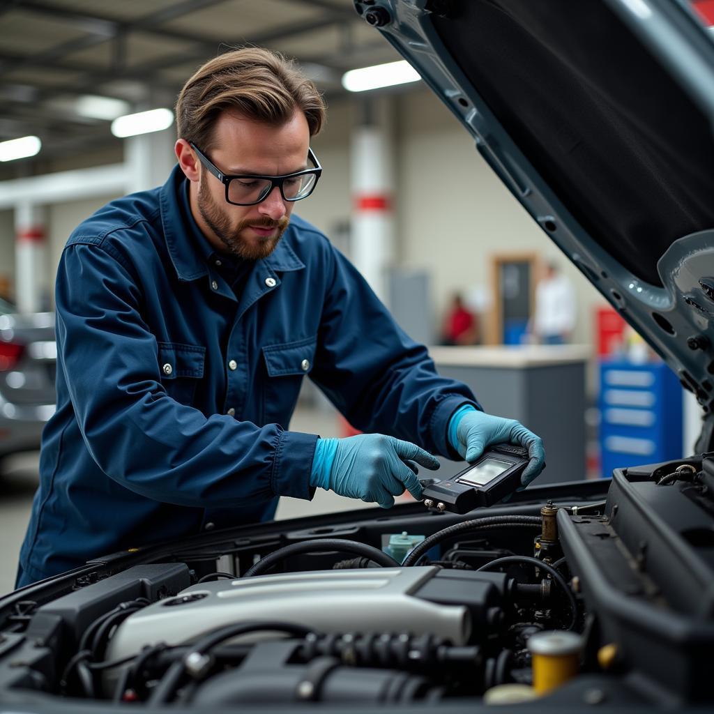 Automotive Technician Working on a Car