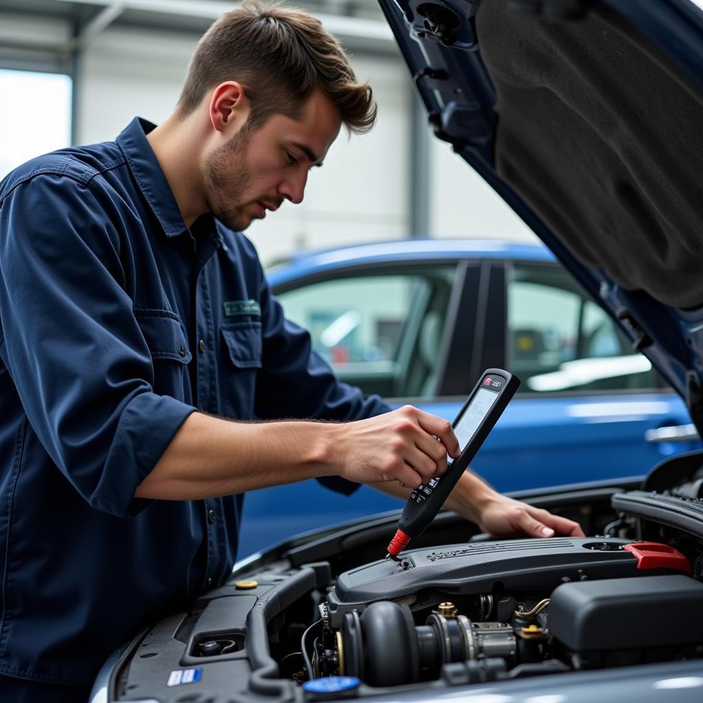 Automotive Technician Working on an Engine