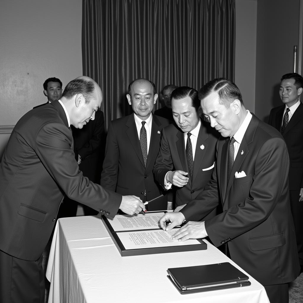 ASEAN Founding Fathers Signing the Bangkok Declaration in 1967