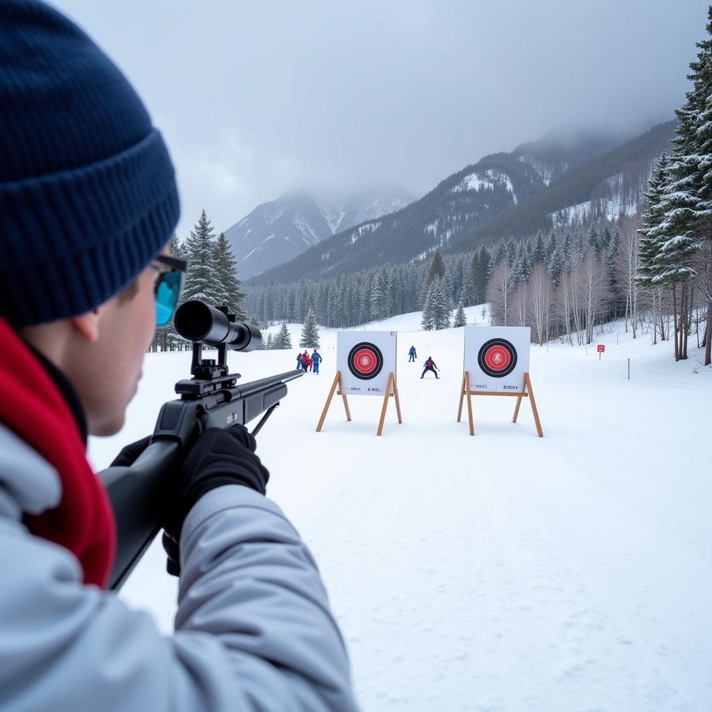 Biathlon Shooting Range with Targets