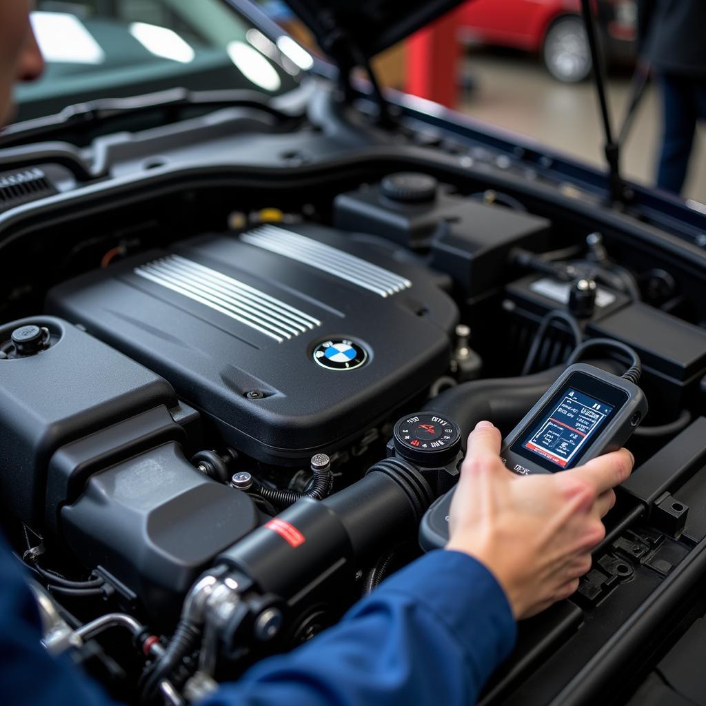 BMW Engine Diagnostics Tools in Use