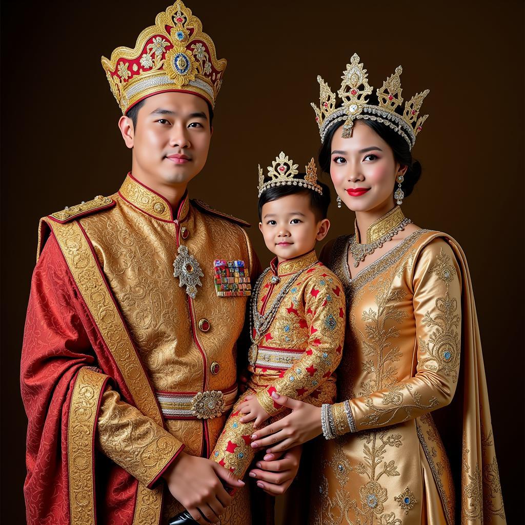 Bruneian Royal Family in Traditional Attire