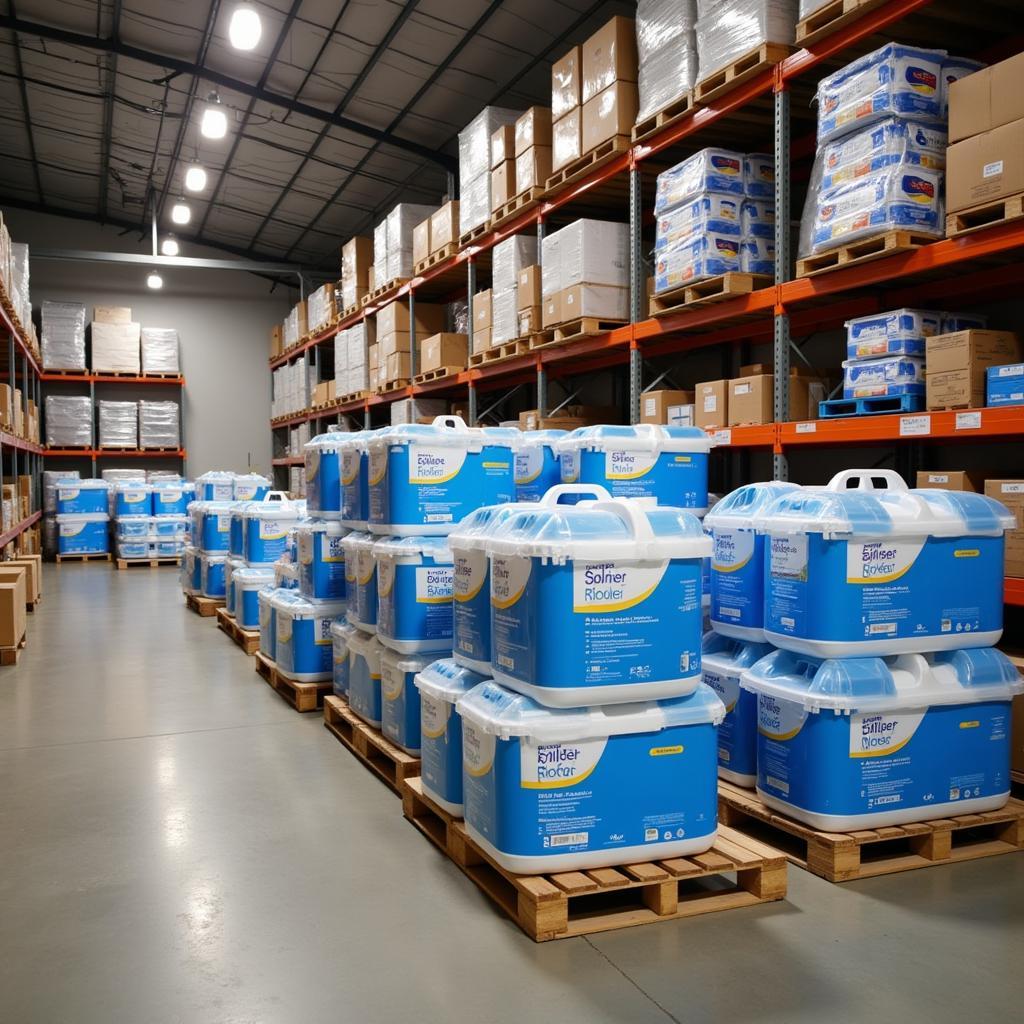 Bulk Cleaning Supplies in a Warehouse