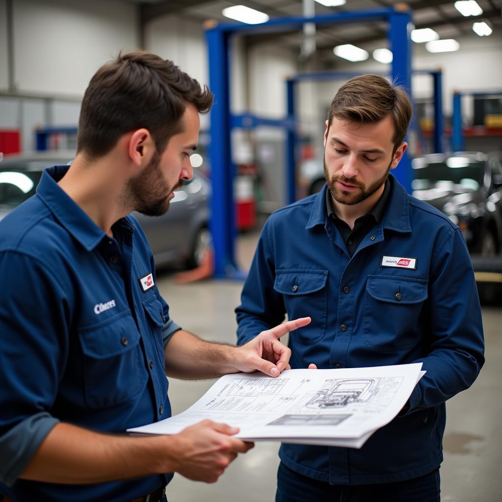 Car Owner Talking to an ASE Certified Mechanic