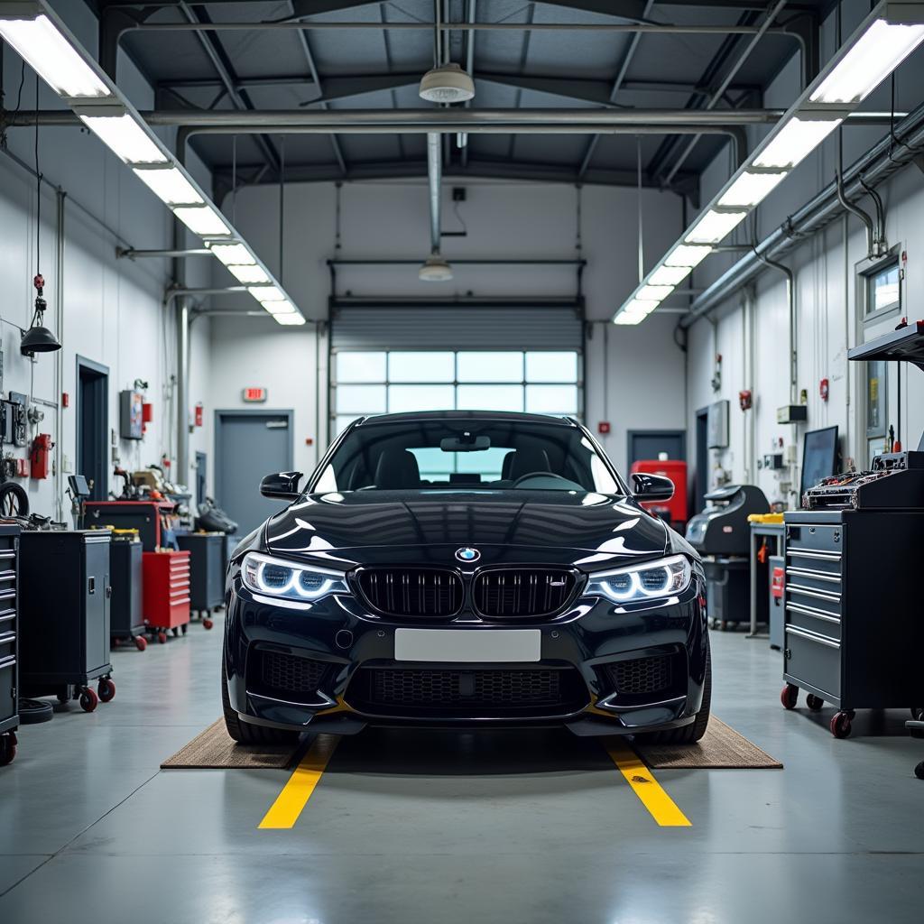 Car Undergoing Repair in a Modern Body Shop