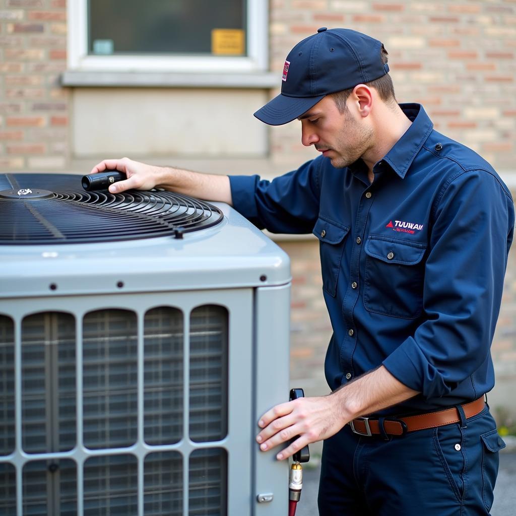 Certified HVAC Technician Working on a Unit