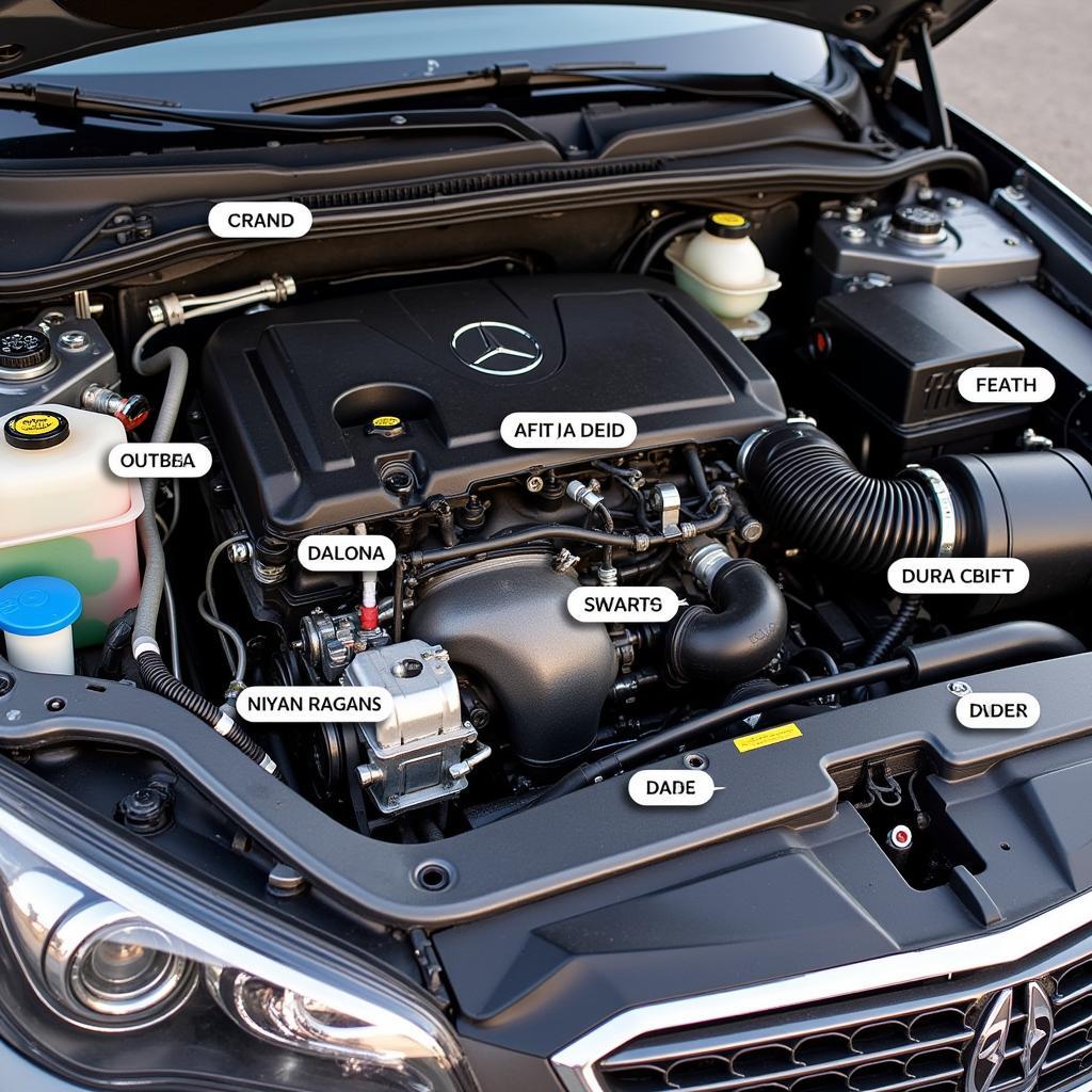 Close-up of Car Engine Components