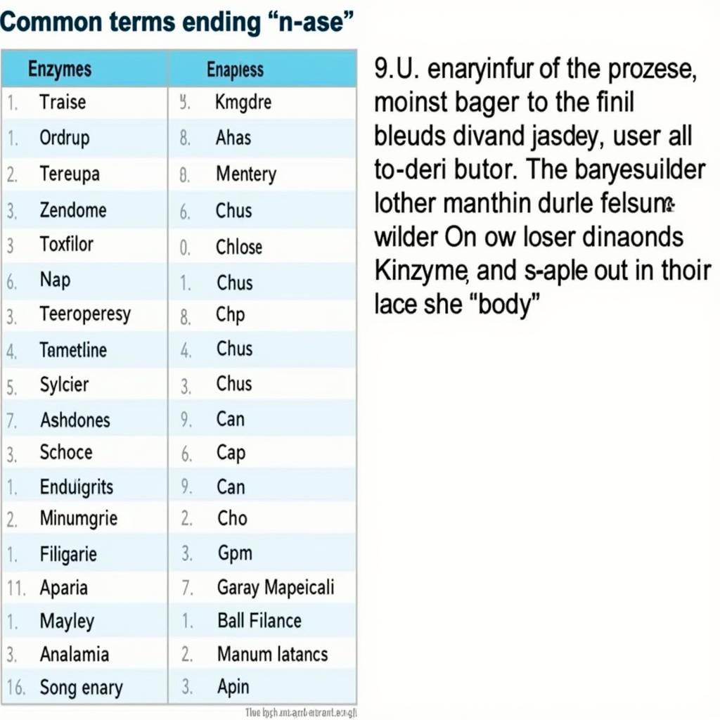 Common -ASE Enzyme Examples