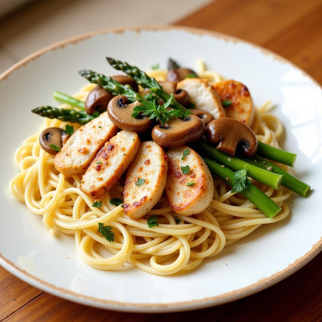 Creamy Spaghetti with Chicken and Vegetables