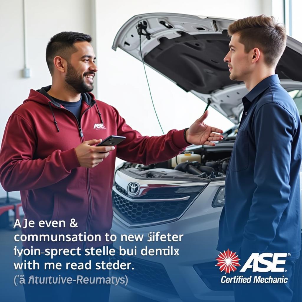 Customer Discussing Car Issues with an ASE Certified Mechanic