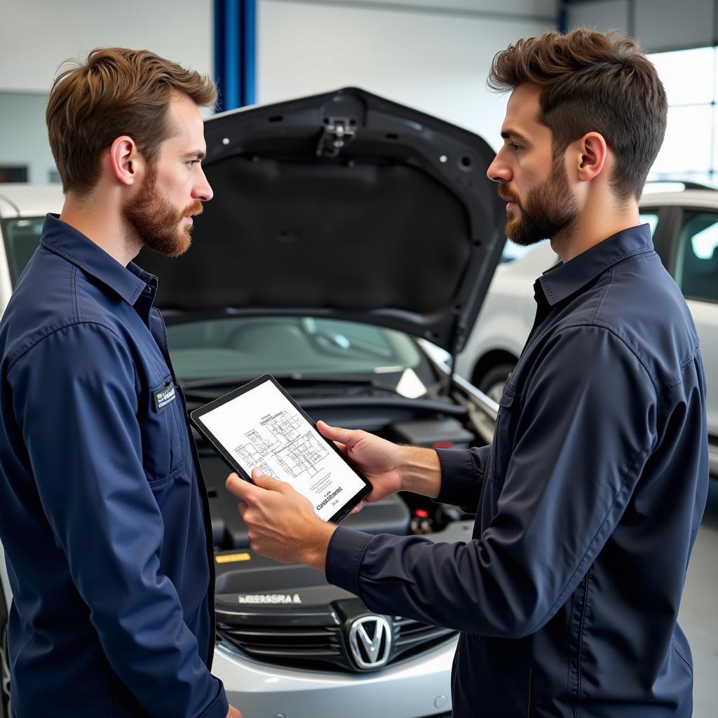 Customer Discussing Car Repair with ASE Certified Technician