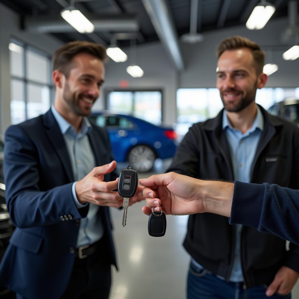 Customer Dropping Off Car at Repair Shop