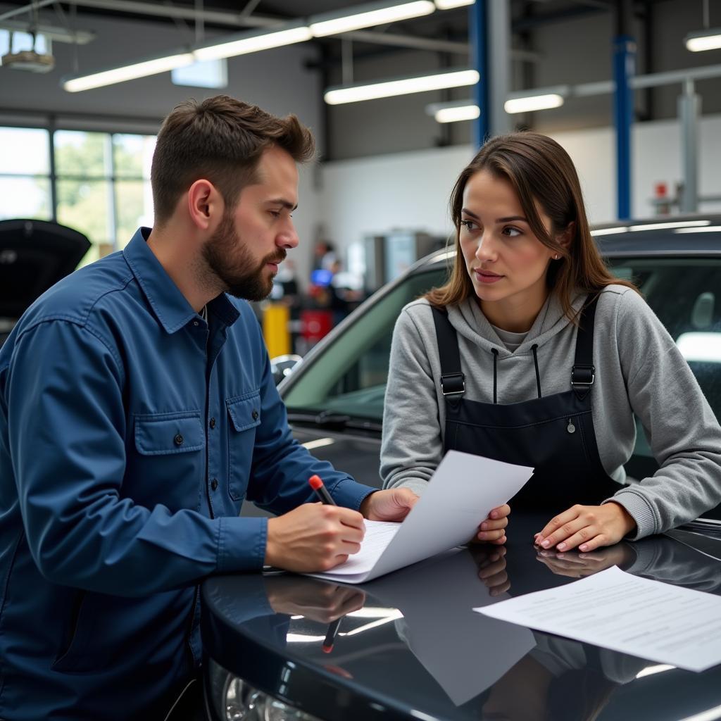 Customer Reviewing Car Repair Estimate in Cutler Bay