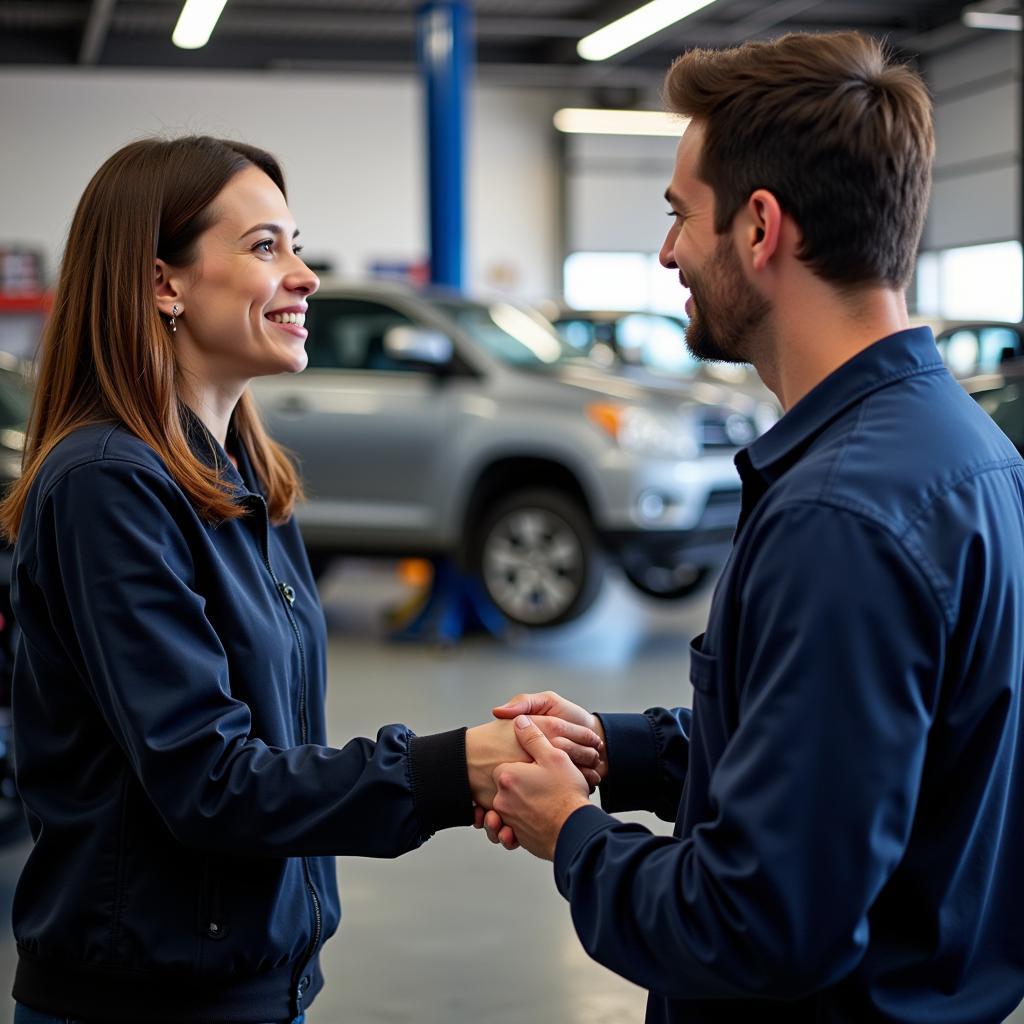 Customer Shaking Hands with ASE Certified Mechanic