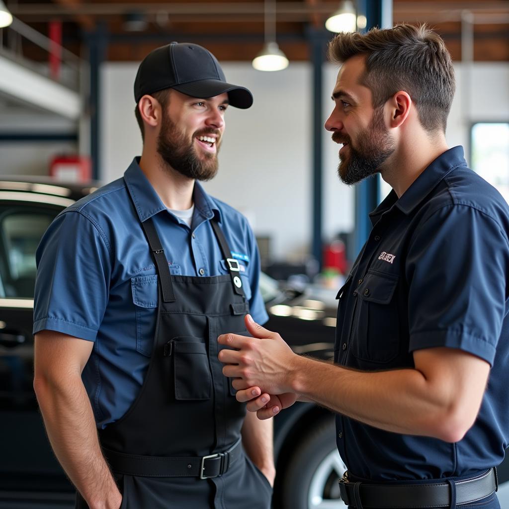 Customer Talking to an ASE Certified Mechanic