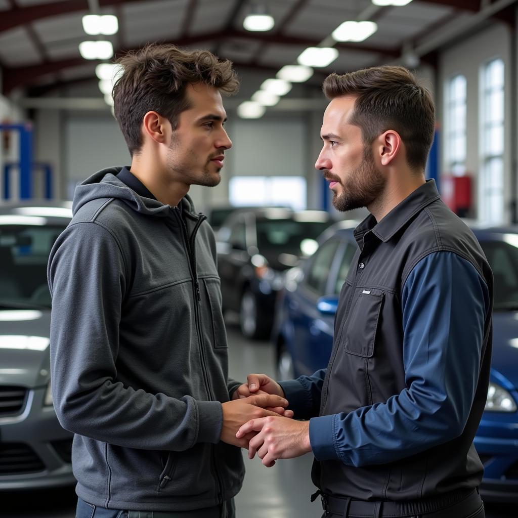 Customer Talking to Mechanic