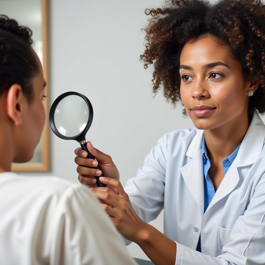 Dermatologist Examining Patient's Skin