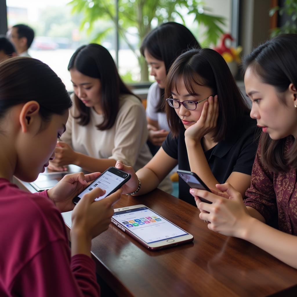 Digital Communication in Southeast Asia - Demonstrating the use of mobile phones and the internet for communication in Southeast Asian countries, highlighting the impact of technology on language use and orthography.