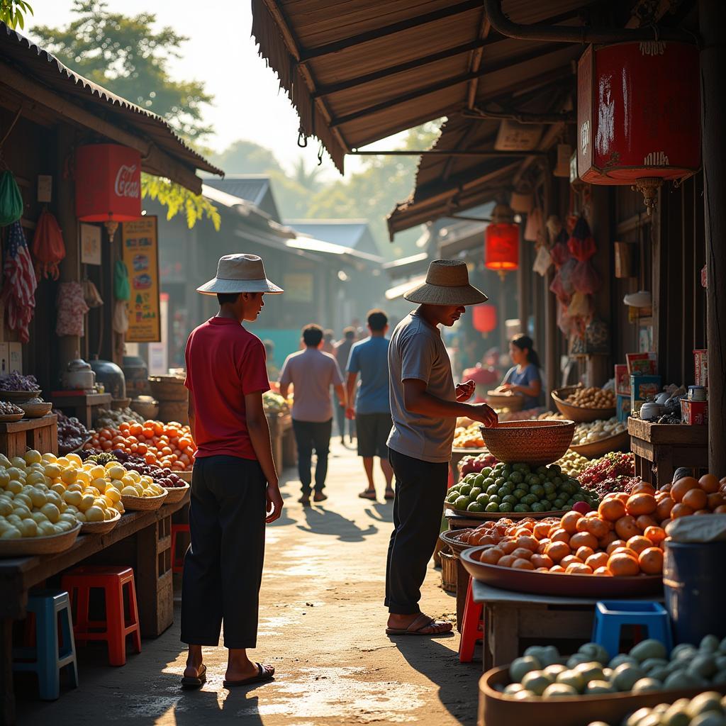 Enterprising Merchant in a Bustling ASEAN Market