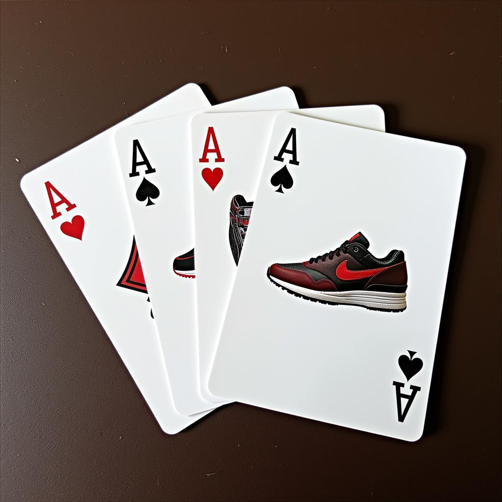 Four Aces Playing Cards Representing Footwear Concept