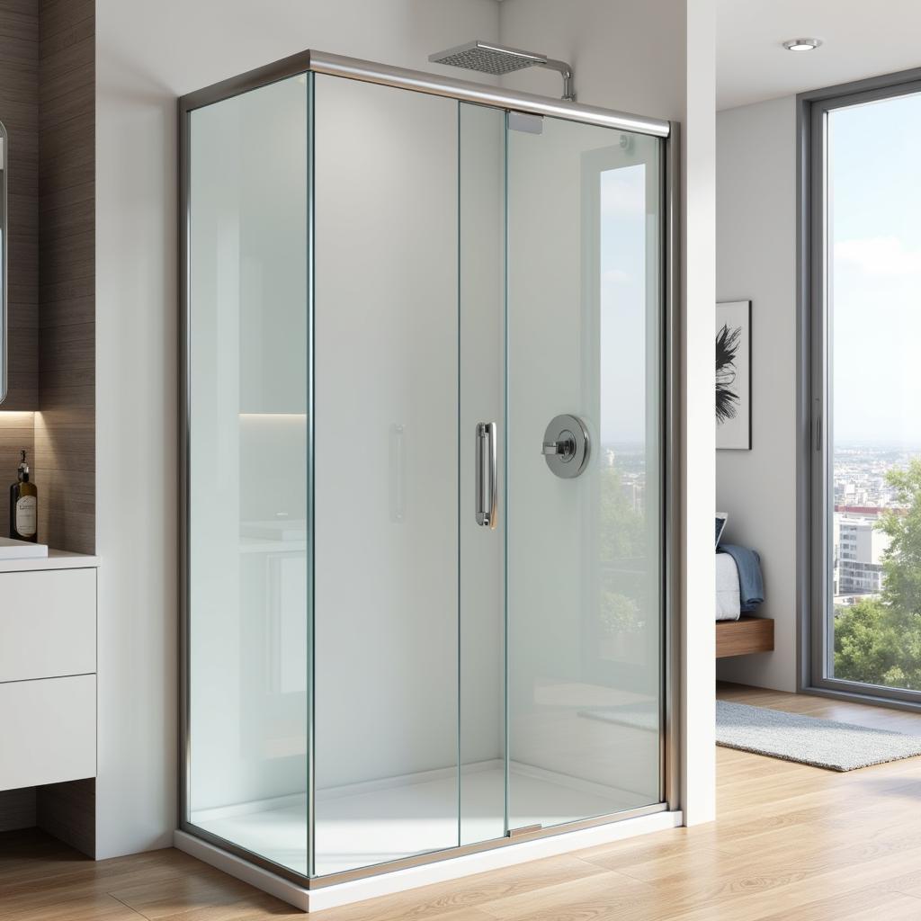 Frameless Shower Door in a Modern Bathroom